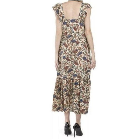 House Of Harlow Dress Sz M Tan Maxi Fall Tiered Prairie CottageCore Easter EUC - Picture 2 of 10